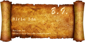 Birle Ida névjegykártya
